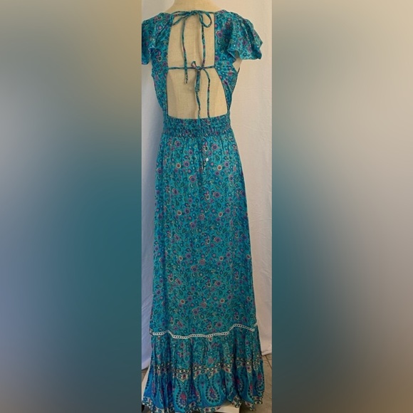 Aura Floral Blue Summer Dress Size S - Picture 2 of 10